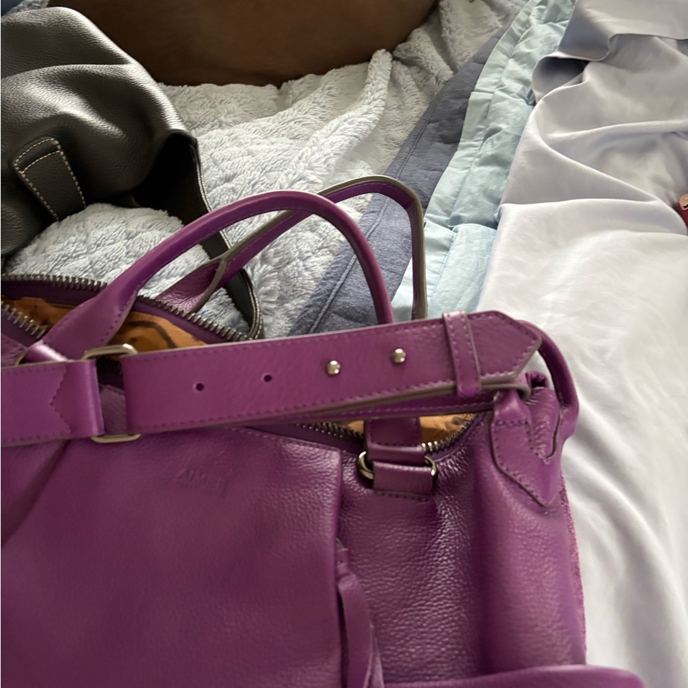 Aimee Kestenberg Vibrant Purple Leather Satchel - Picture 4 of 10